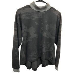 Nike Dri-Fit Long Sleeve Mock Neck Camouflage Peplum Pullover Sweatshirt Sz Smal